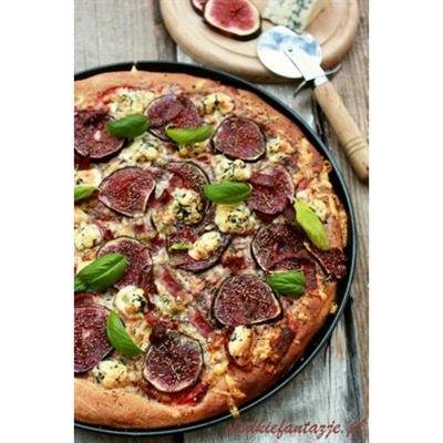 Pizza razowa z figami, gorgonzolą i prosciutto
