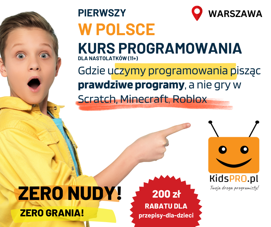 Pierwszy w Polsce kurs programowania dla dzieci, gdzie uczymy tworząc prawdziwe programy, a nie gry.